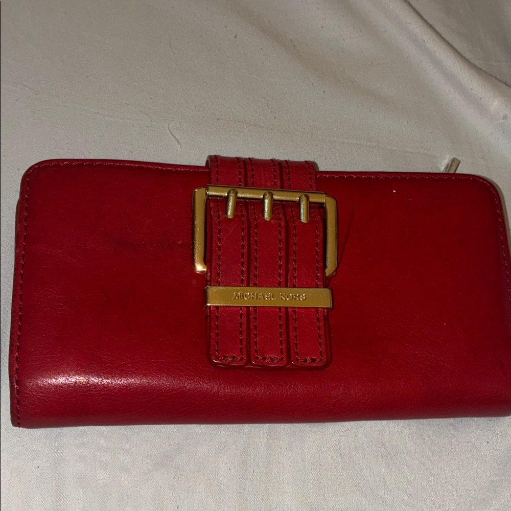 Michael Kors‎ Red Wallet with Gold Buckle